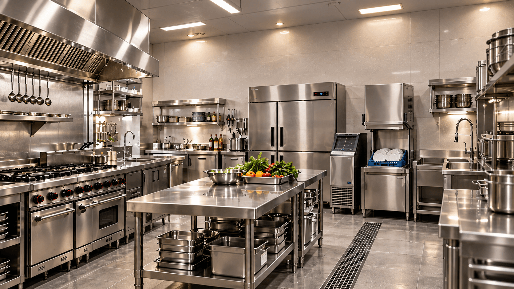 Gian bếp công nghiệp inox do Sen Phong thiết kế và lắp đặt